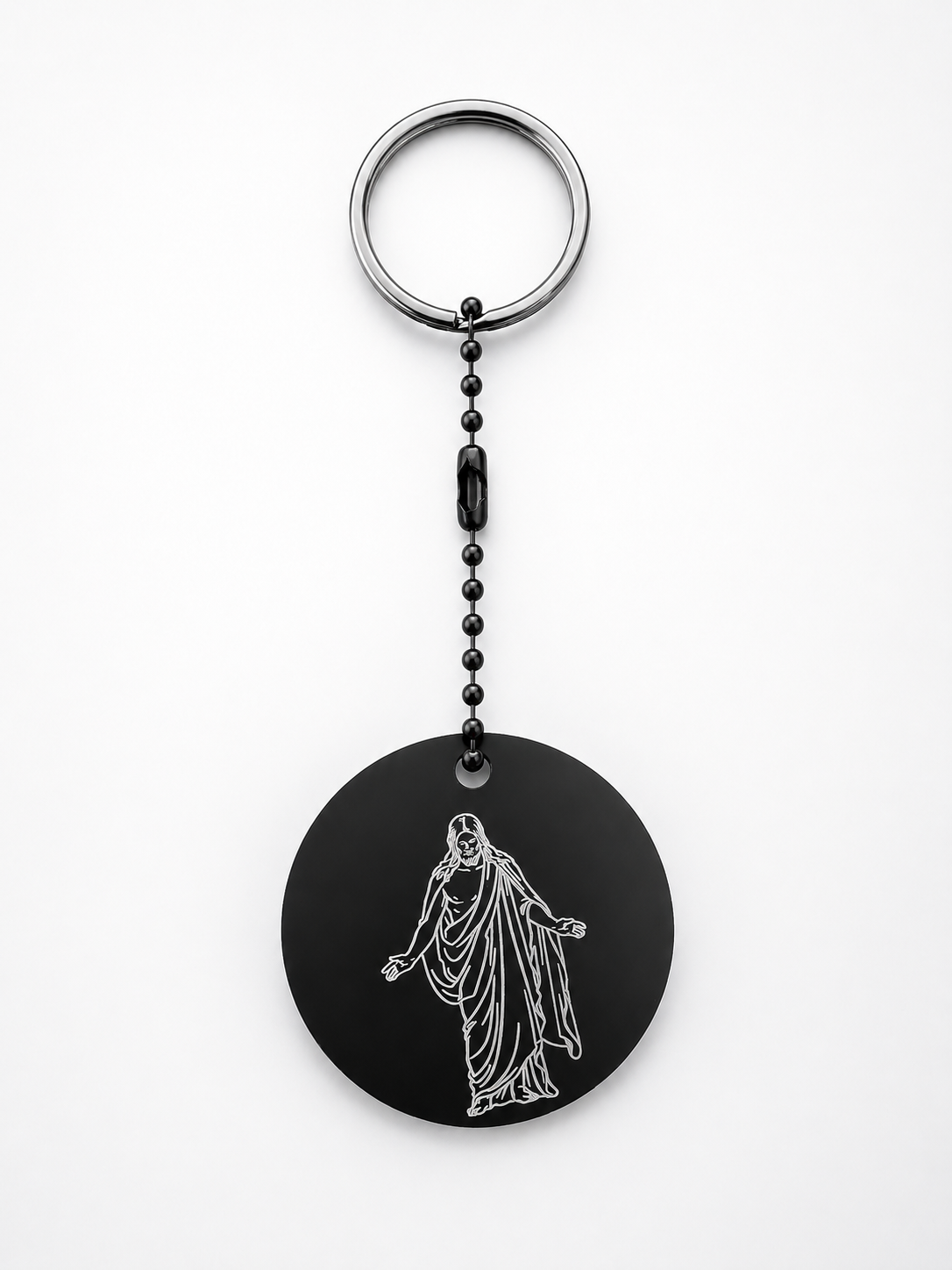 Porte-clé Christ — Aluminium Anodisé Noir
